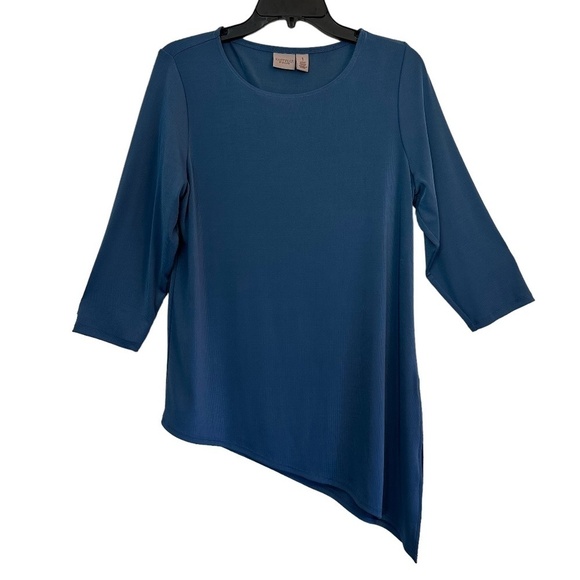 Easywear by Chico's Size 1/US 8/M Slinky Asymmetrical Work Travel Side slit Top - Picture 7 of 16